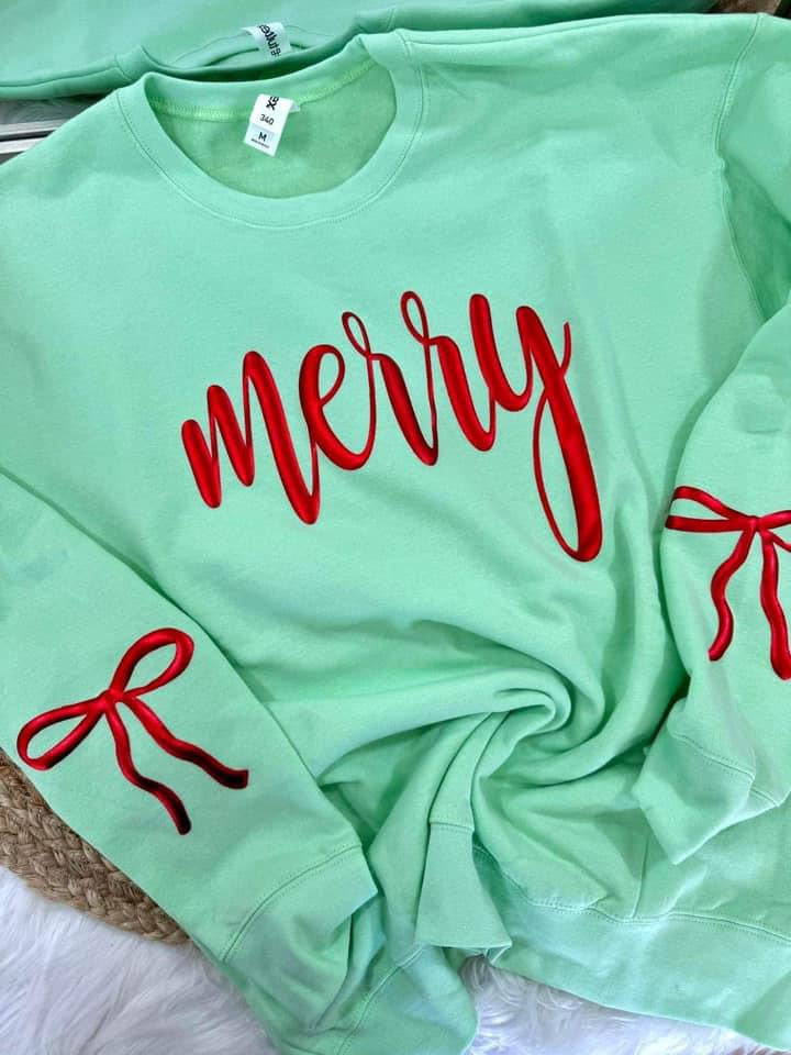 Merry Metallic Puff Ink Fleece Pullover