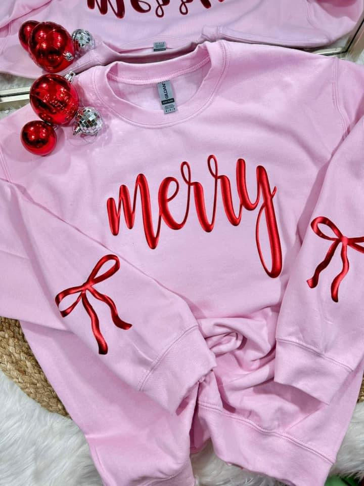 Merry Metallic Puff Ink Fleece Pullover