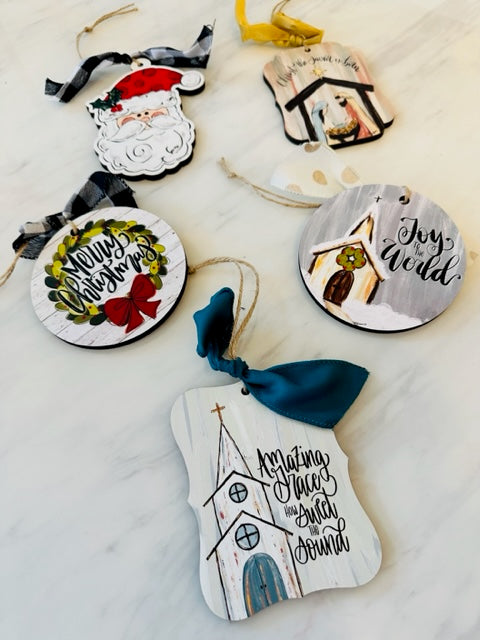 4" Wooden Painted Ornaments