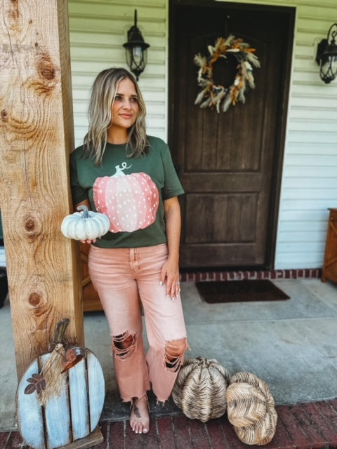 Fall into Fall with Me Top - Coral Pumpkin Sage Tee