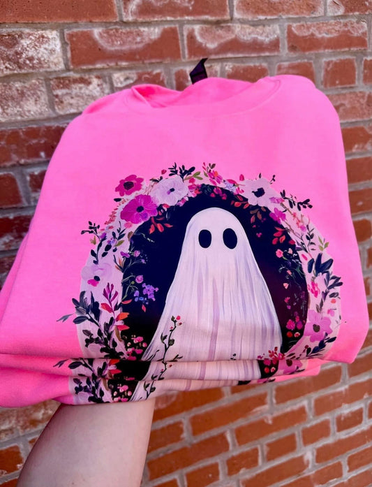 Floral Ghost Pullover - Pink