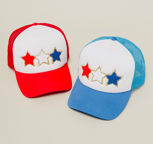 Red White Blue Star Trucker Hat