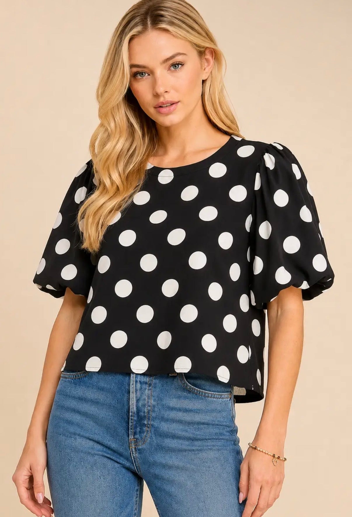 Classic Polka Woven Top