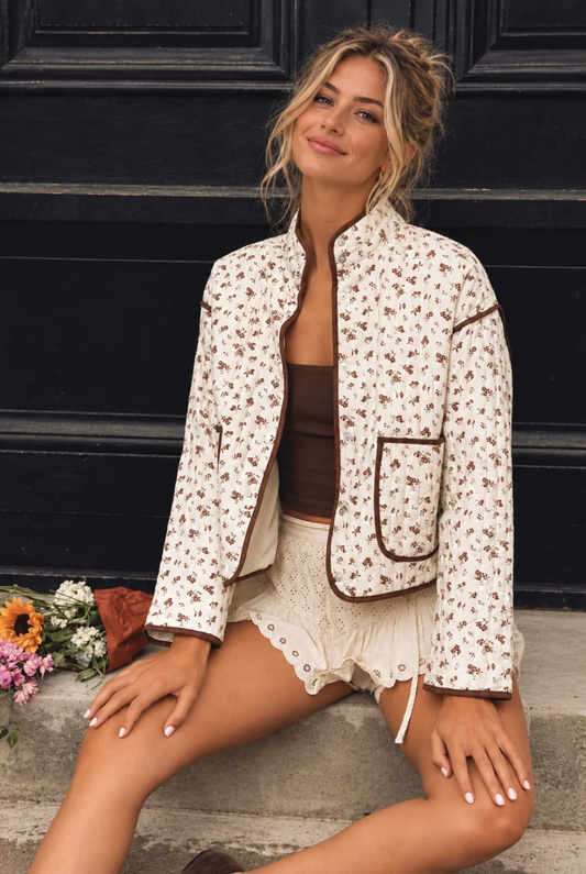 Floral Quilted Button Jacket