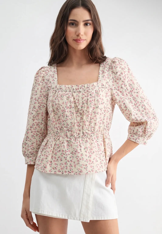 Ava Floral Square Neck Top