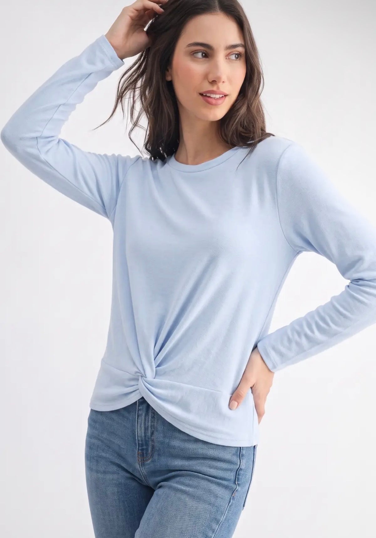 Twist Knot Long Sleeve Top - Blue