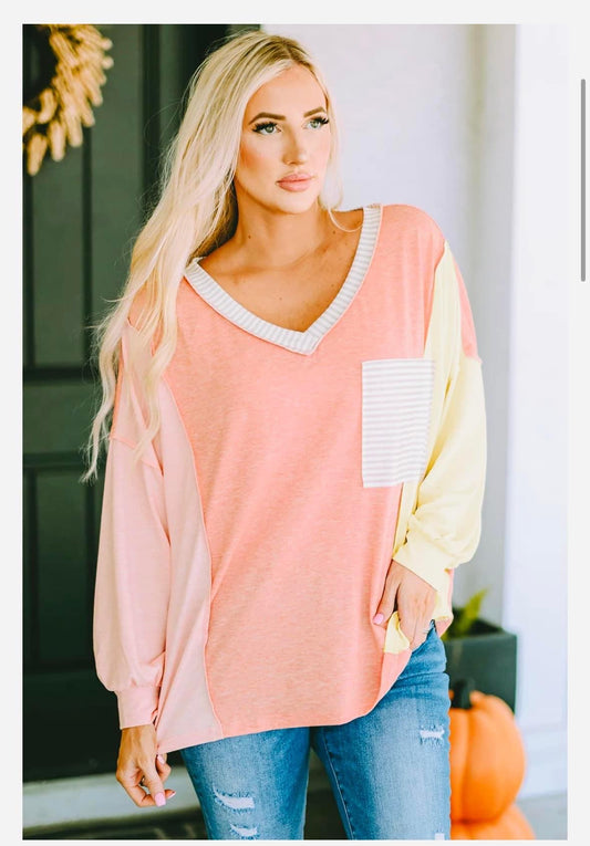 Spring Break V Neck Top Coral