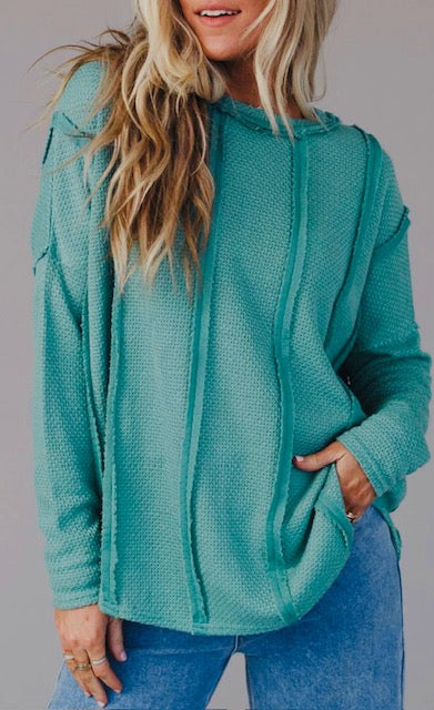 Teal Seam Ribbed Knit Top