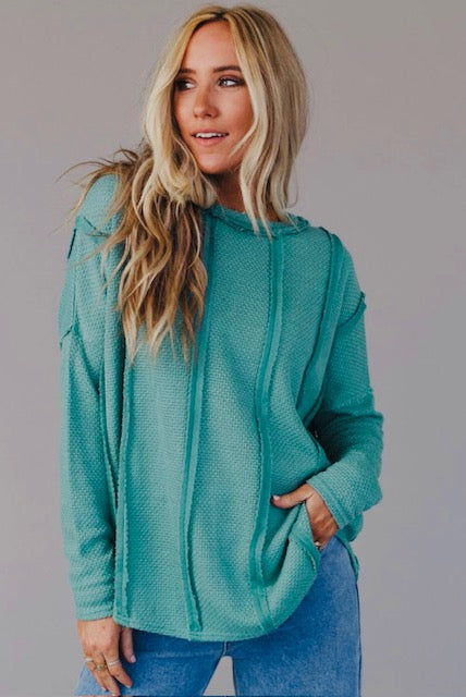 Teal Seam Ribbed Knit Top