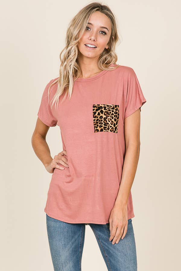 Penelope Leopard Pocket Tee - Super Soft!