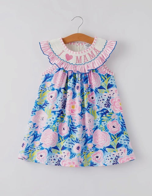 I Love Mama Floral Smocked Pieces (Bubble, Tank/Bloomers, Dress Options)