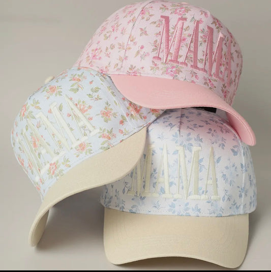 Mama Floral Hats (Three Color Options)