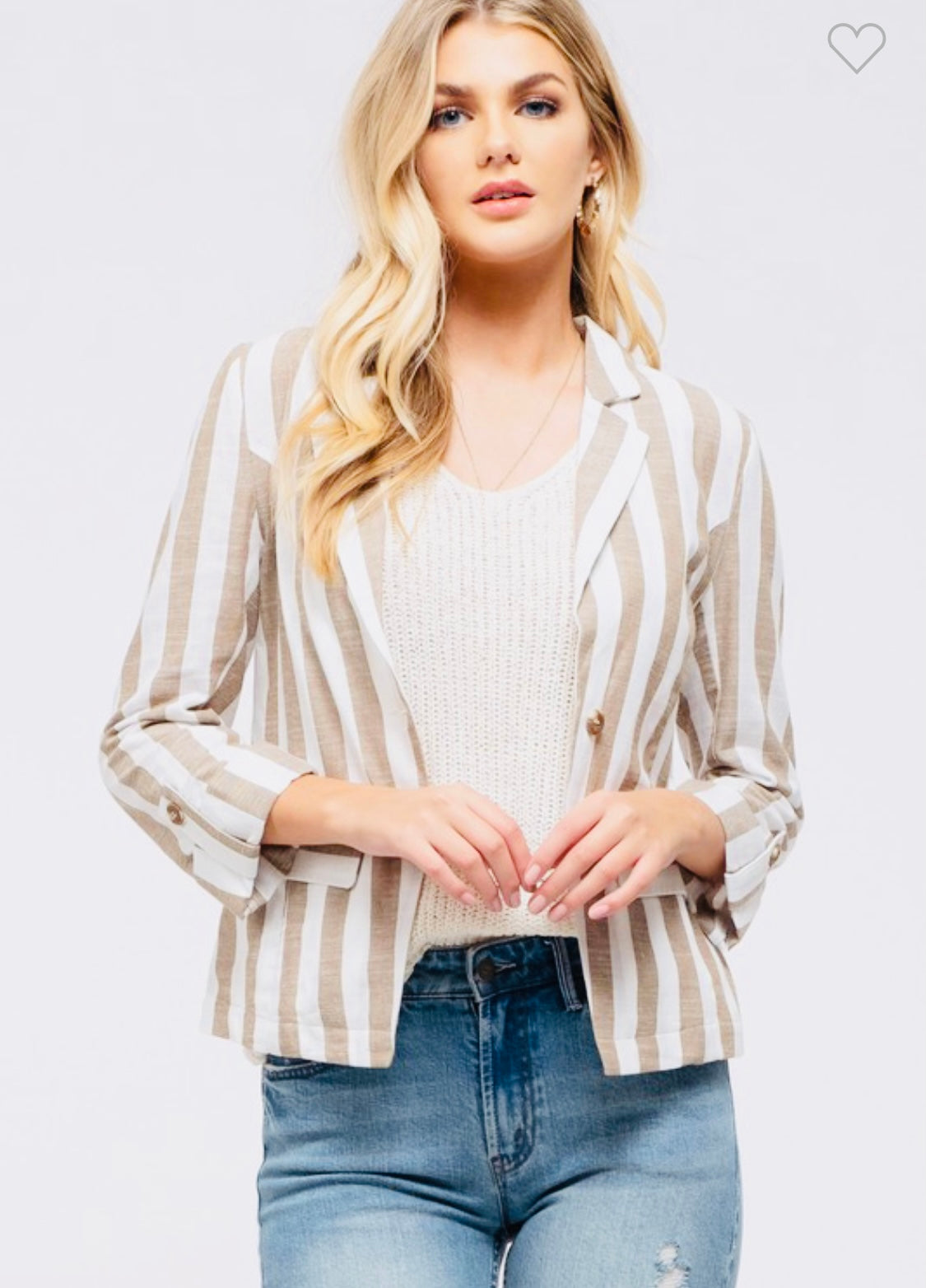 Ivory and Black Striped Blazer