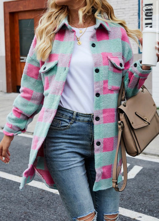 All the Feels - Teal and Pink Shacket