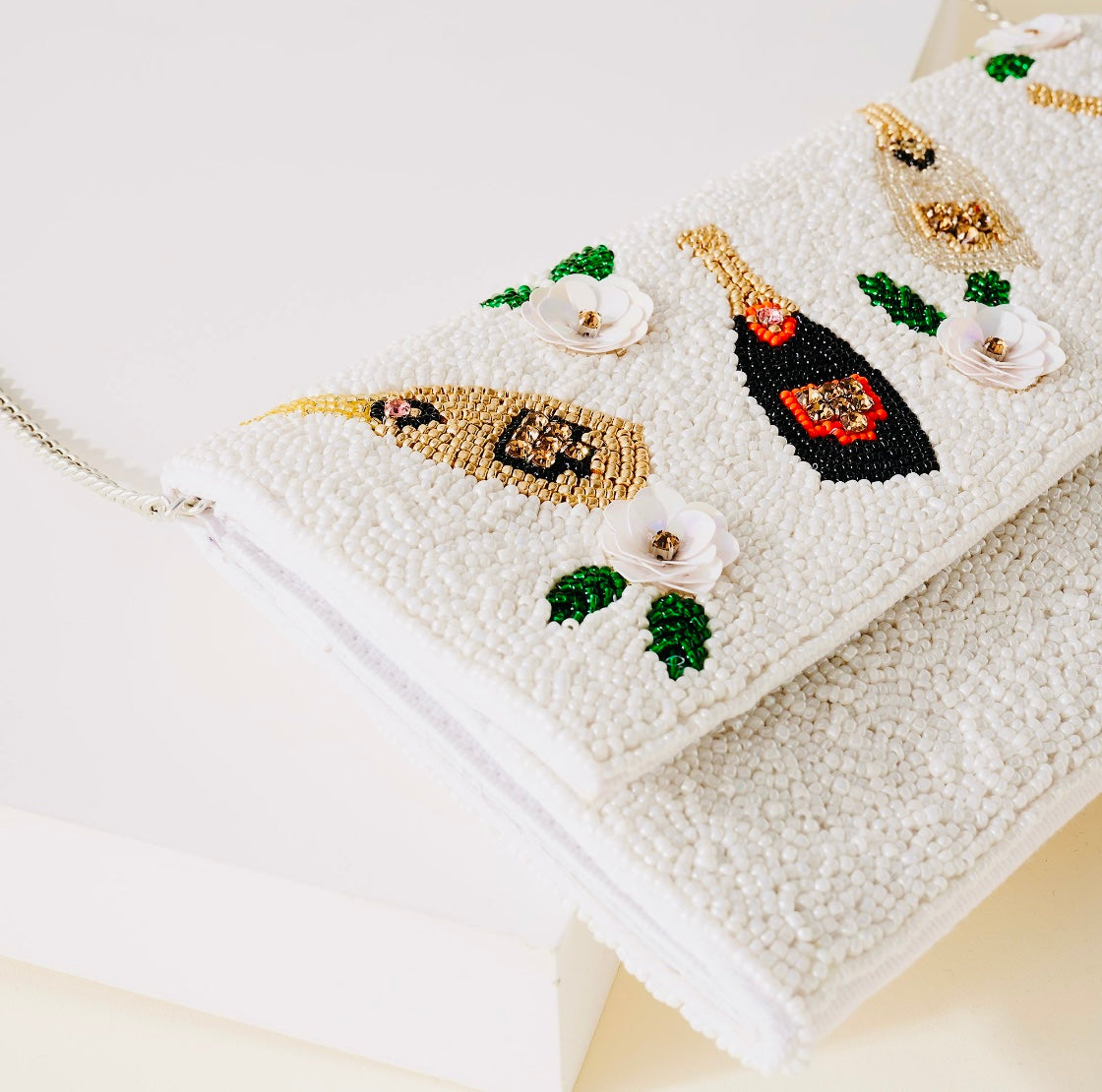 Poppin Bottles Beaded Clutch