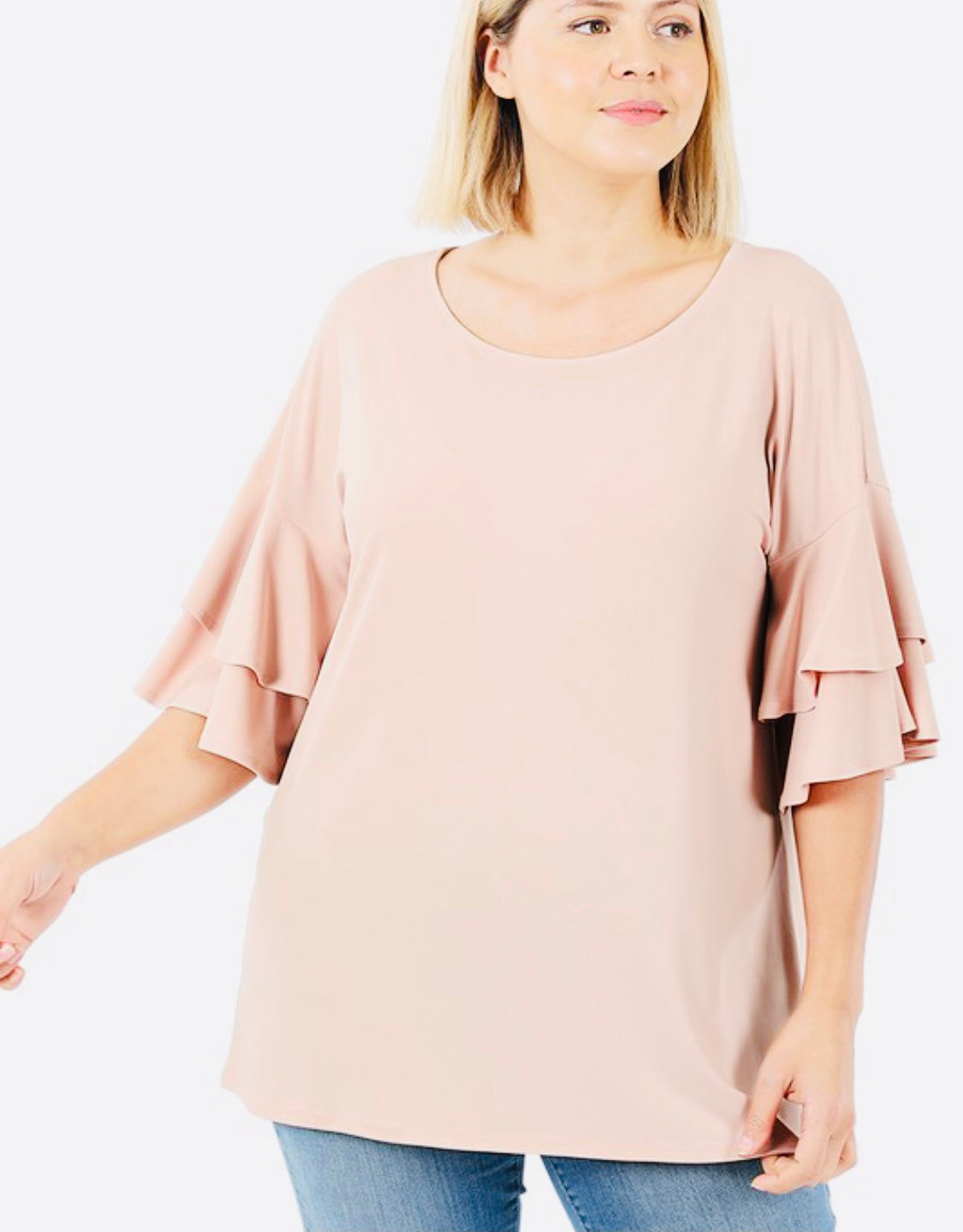 Ruffle Sleeve Plus Size Top