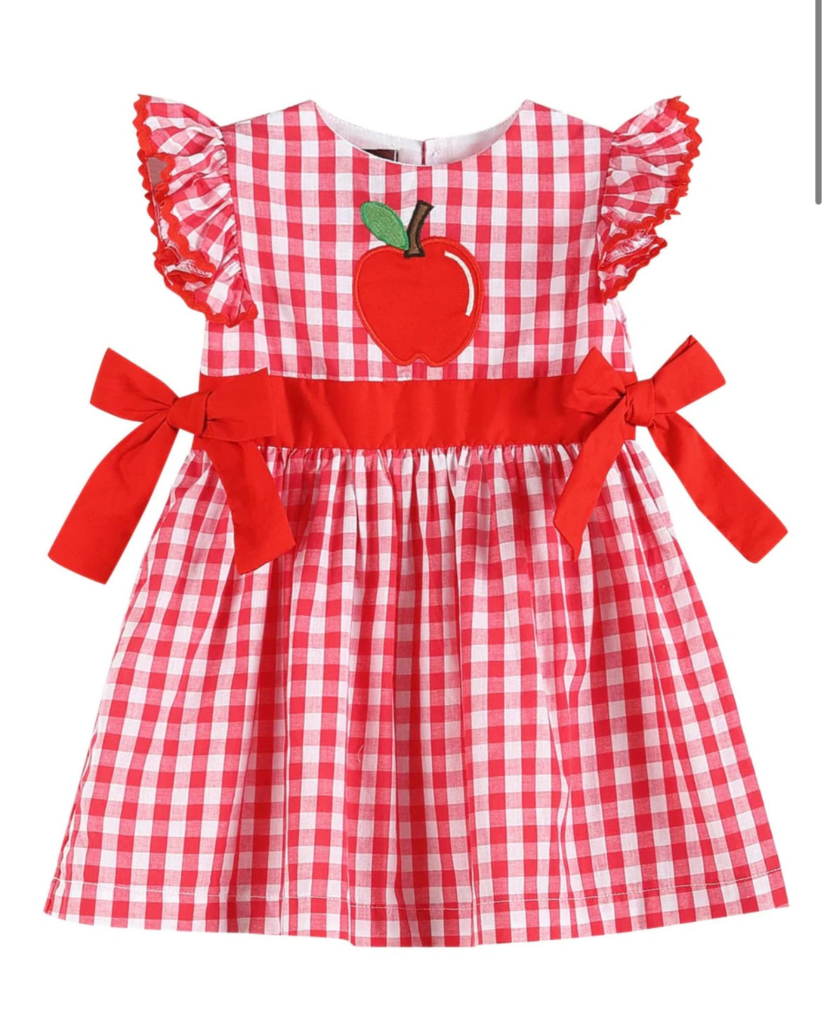 Red Gingham Apple Tie Dress