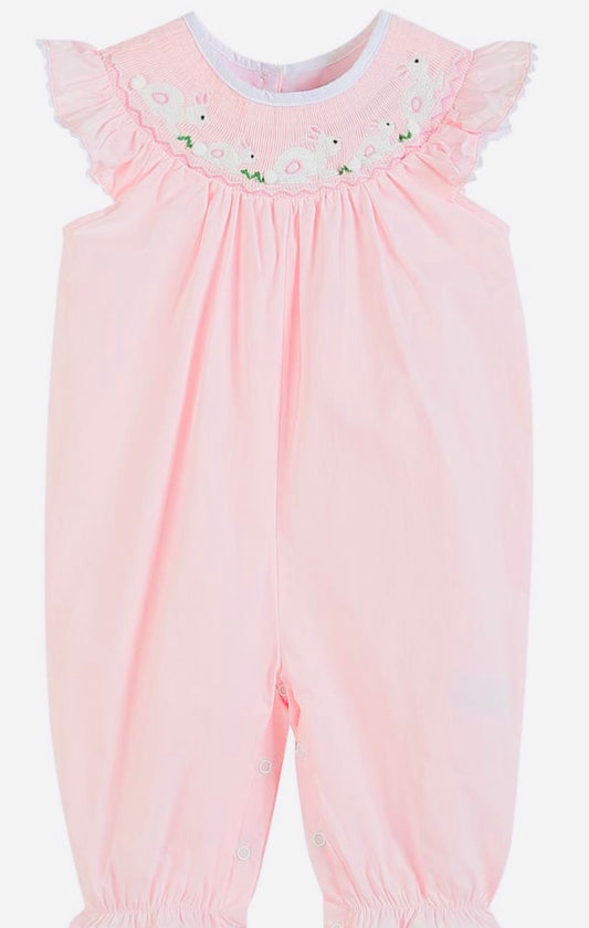Pink Hope Long Panted Easter Pom Romper