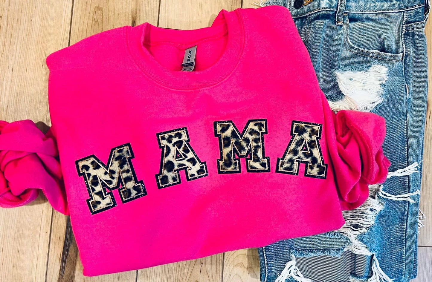 Mama Hot Pink Sweatshirt - Spotted