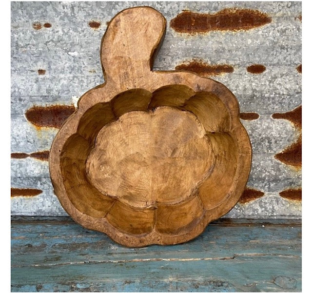 Large Pumpkin Hand-carved Wooden Bowl - Decor