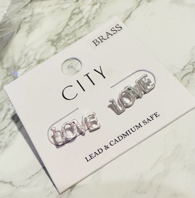 Love Stud Earrings - Silver and Gold