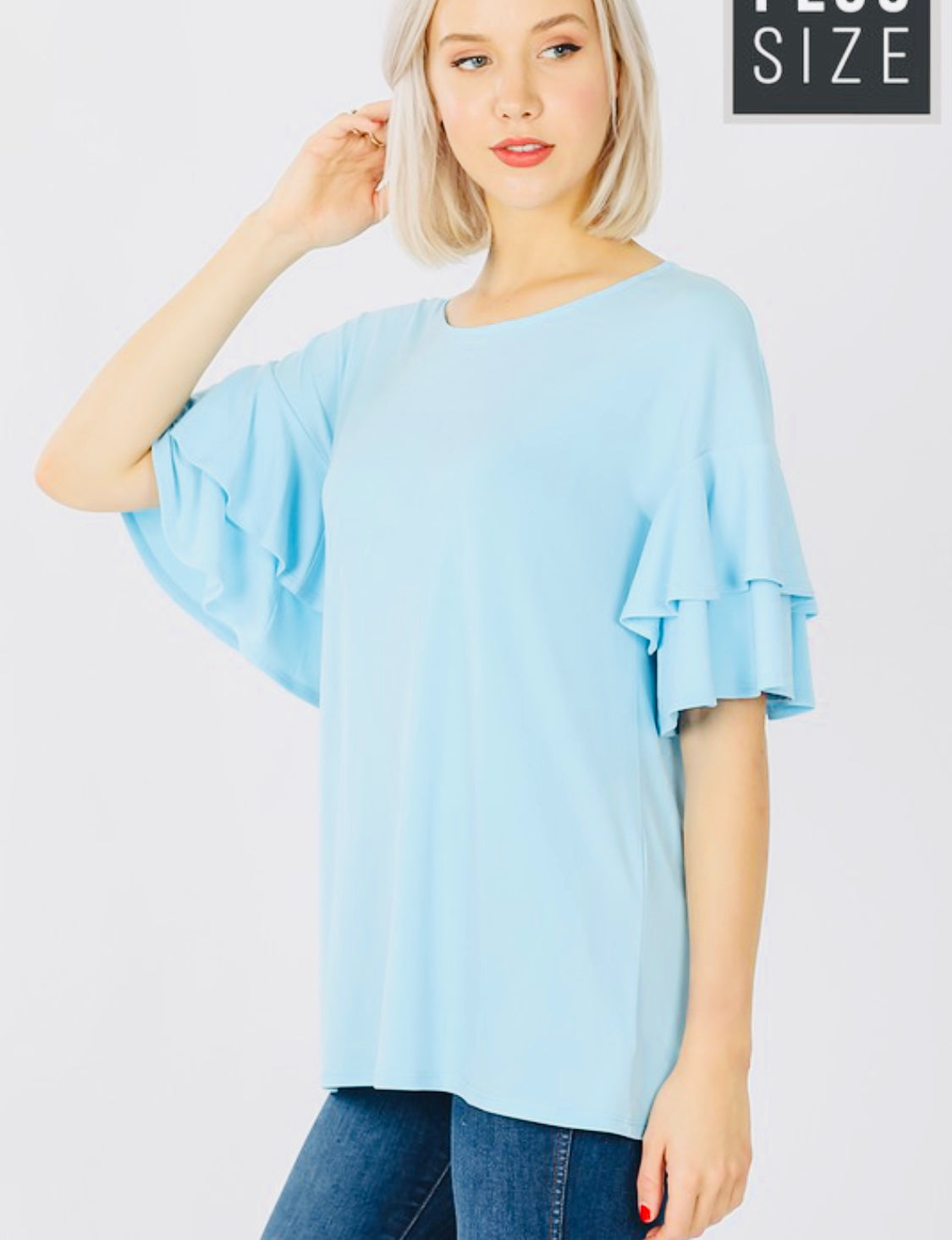 Ruffle Sleeve Plus Size Top