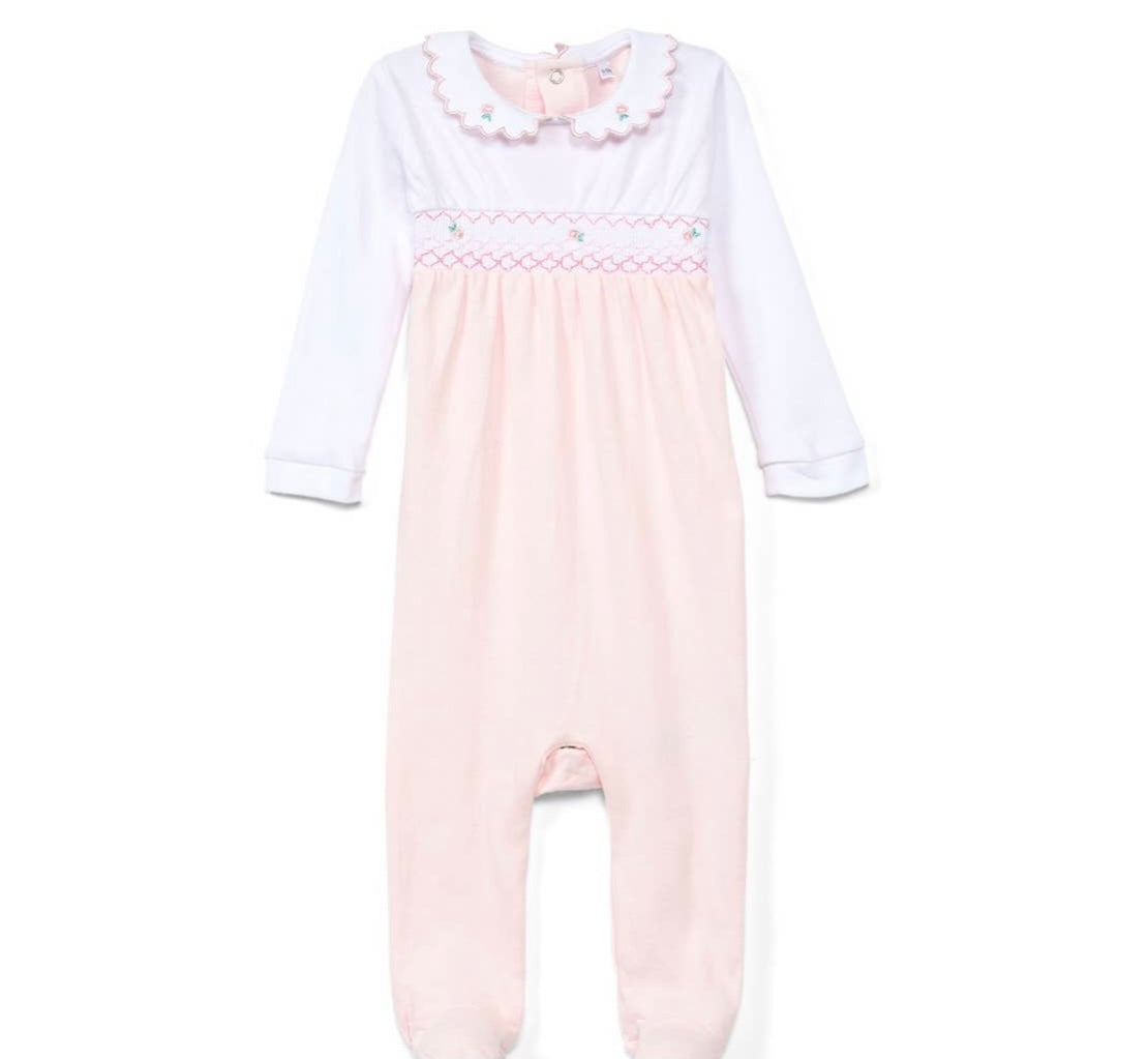Girls Footed Smocked Playsuit