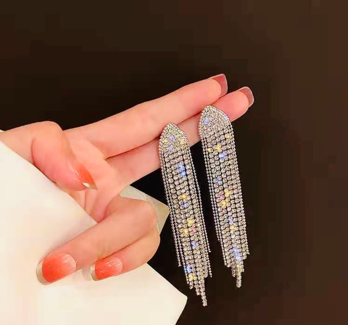 Fringe Rhinestone Earrings