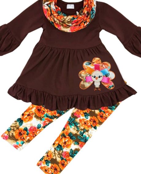 Turkey Floral Top, Scarf and Pant - Set