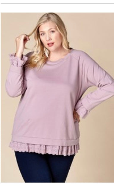 Lace Trim Lavender Top