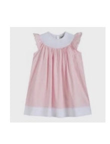 Pink Bishop Dress w/White Smock Detail