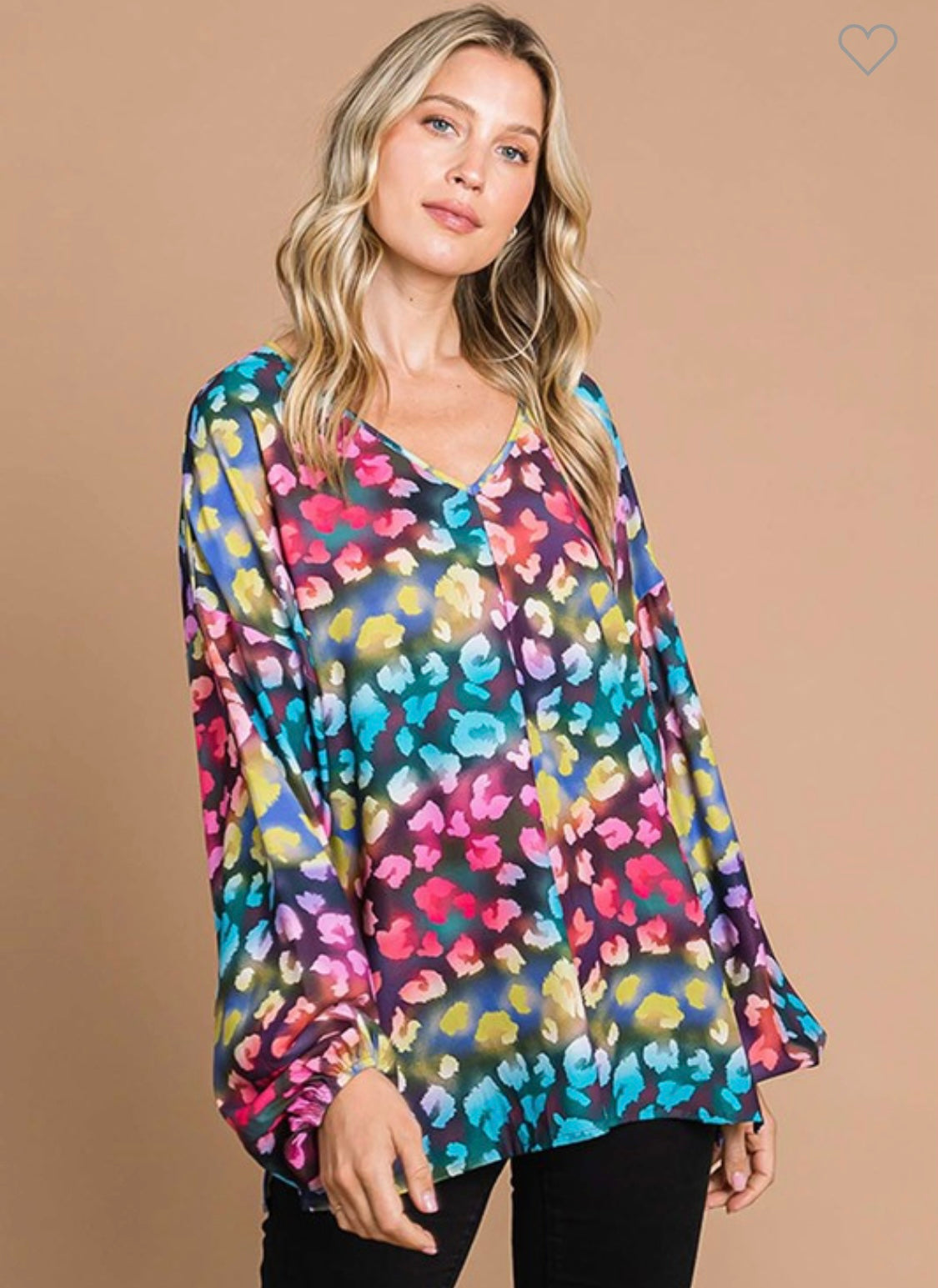 Multi Print Colorful V Neck Blouse